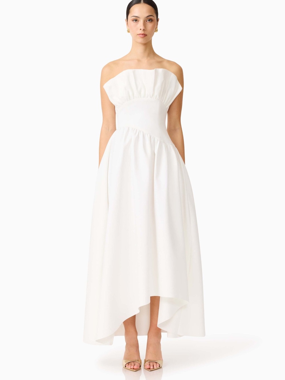 Elliatt Laurel Dress White Strapless Bridal Small Midi NWT - Picture 2 of 7